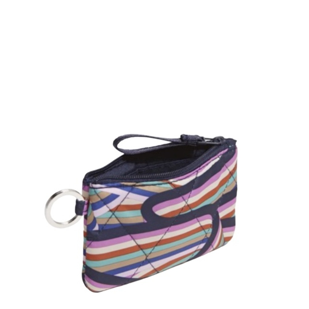 NWT Vera Bradley Zip ID Case with Keyring Retro Ribbons Pattern